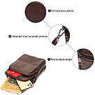 Стильний чоловічий месенджер з натуральної шкіри Vintage 21949 Коричневий, фото 5