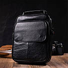 Практичний чоловічий месенджер із натуральної шкіри Vintage 21950 Чорний, фото 9