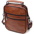 Зручний чоловічий месенджер із натуральної шкіри Vintage 21951 Світло-коричневий, фото 2