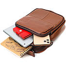 Зручний чоловічий месенджер із натуральної шкіри Vintage 21951 Світло-коричневий, фото 8