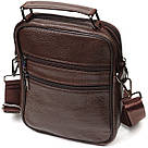 Вертикальна чоловіча сумка з натуральної шкіри Vintage 21952 Коричнева, фото 2