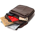 Вертикальна чоловіча сумка з натуральної шкіри Vintage 21952 Коричнева, фото 8