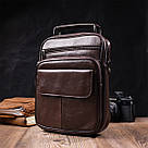 Вертикальна чоловіча сумка з натуральної шкіри Vintage 21952 Коричнева, фото 9