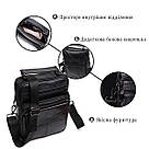 Цікава вертикальна чоловіча сумка з натуральної шкіри Vintage 21953 Чорна, фото 4