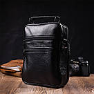 Цікава вертикальна чоловіча сумка з натуральної шкіри Vintage 21953 Чорна, фото 10