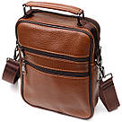 Стильна вертикальна чоловіча сумка із натуральної шкіри Vintage 21954 Світло-коричнева, фото 2