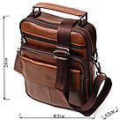 Стильна вертикальна чоловіча сумка із натуральної шкіри Vintage 21954 Світло-коричнева, фото 3