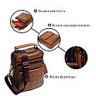 Стильна вертикальна чоловіча сумка із натуральної шкіри Vintage 21954 Світло-коричнева, фото 4