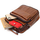 Стильна вертикальна чоловіча сумка із натуральної шкіри Vintage 21954 Світло-коричнева, фото 7