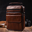 Стильна вертикальна чоловіча сумка із натуральної шкіри Vintage 21954 Світло-коричнева, фото 8