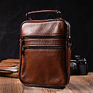 Стильна вертикальна чоловіча сумка із натуральної шкіри Vintage 21954 Світло-коричнева, фото 9