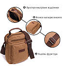 Відмінна вертикальна сумка для чоловіків із текстилю Vintage 22236 Коричневий, фото 4