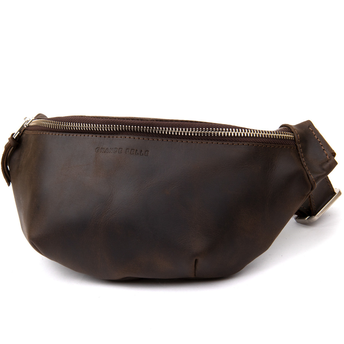 Бананка в матовій шкірі GRANDE PELLE 11154 Коричнева, фото 1