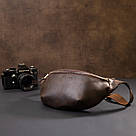 Бананка в матовій шкірі GRANDE PELLE 11154 Коричнева, фото 7