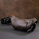 Бананка в матовій шкірі GRANDE PELLE 11154 Коричнева, фото 8