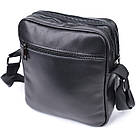 Класична чоловіча сумка месенджер із глянсової натуральної шкіри Shvigel 22846 Чорна, фото 2