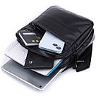 Класична чоловіча сумка месенджер із глянсової натуральної шкіри Shvigel 22846 Чорна, фото 8