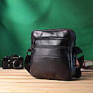 Класична чоловіча сумка месенджер із глянсової натуральної шкіри Shvigel 22846 Чорна, фото 9