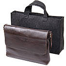 Шкіряна чоловіча сумка GRANDE PELLE 11430 Коричневий, фото 7