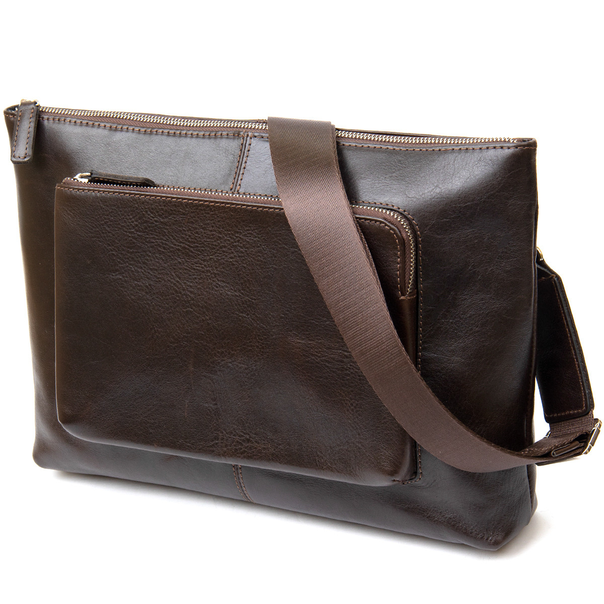 Шкіряна чоловіча прямокутна сумка для ноутбука GRANDE PELLE 11438 Коричневий, фото 1
