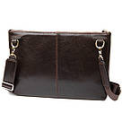 Шкіряна чоловіча прямокутна сумка для ноутбука GRANDE PELLE 11438 Коричневий, фото 2