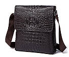 Сумка чоловіча вертикальна з тисненням під рептилію Vintage 14723 Коричнева, фото 2
