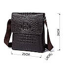 Сумка чоловіча вертикальна з тисненням під рептилію Vintage 14723 Коричнева, фото 3