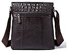 Сумка чоловіча вертикальна з тисненням під рептилію Vintage 14723 Коричнева, фото 5