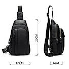 Сумка чоловіча зі шкіри через плече Vintage 14784 Чорна, фото 3