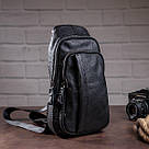 Сумка чоловіча зі шкіри через плече Vintage 14784 Чорна, фото 5