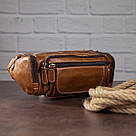 Сумка на пояс об'ємна Vintage 14695 Коричнева, фото 5
