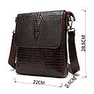 Сумка з тисненням під шкіру крокодила Vintage 20039 Коричнева, фото 3