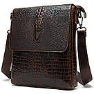 Сумка з тисненням під шкіру крокодила Vintage 20039 Коричнева, фото 5