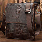 Сумка з тисненням під шкіру крокодила Vintage 20039 Коричнева, фото 10