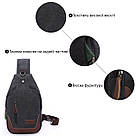 Сумка через плече текстильна Vintage 20077 Чорна, фото 5