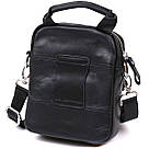 Компактна чоловіча сумка з натуральної шкіри Vintage 20477 Чорний, фото 2