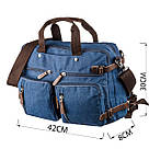 Сумка-трансформер текстильна велика Vintage 20153 Синя, фото 4