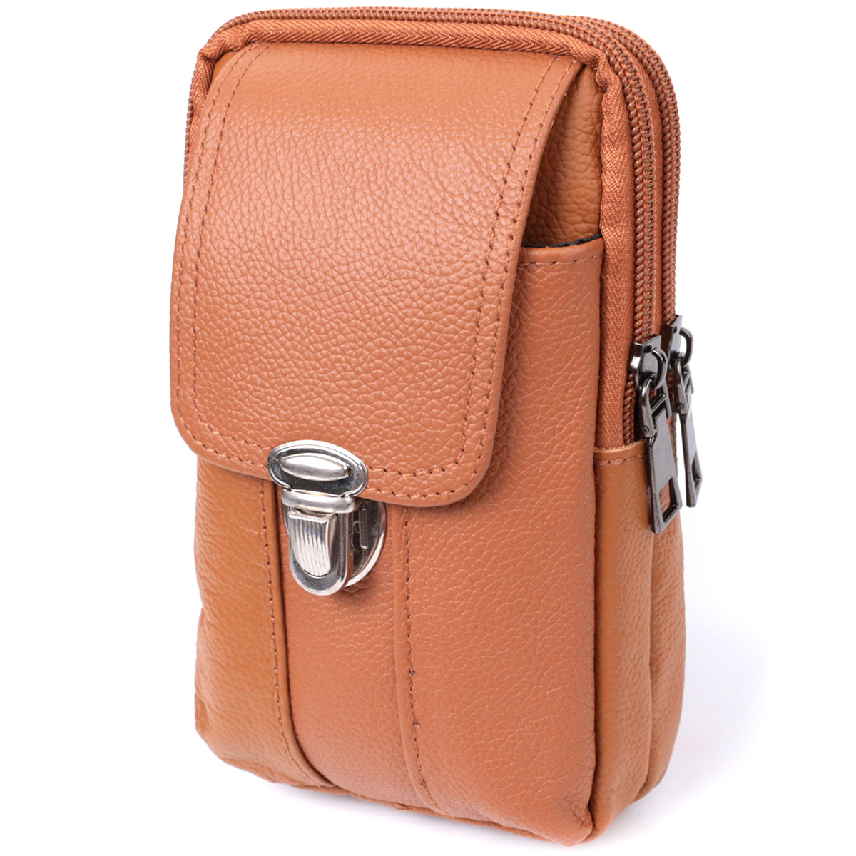 Чоловіча сумка на пояс на два відділення з натуральної шкіри Vintage 22737 Рудий, фото 1