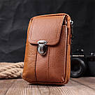 Чоловіча сумка на пояс на два відділення з натуральної шкіри Vintage 22737 Рудий, фото 10