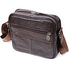 Горизонтальна зручна сумка з ручкою для чоловіків з натуральної шкіри Vintage 22940 Коричневий, фото 2