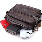 Горизонтальна зручна сумка з ручкою для чоловіків з натуральної шкіри Vintage 22940 Коричневий, фото 8