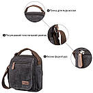 Універсальна текстильна чоловіча сумка на два відділення Vintage 20199 Чорна, фото 4