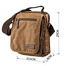 Універсальна текстильна чоловіча сумка на два відділення Vintage 20200 Коричнева, фото 3