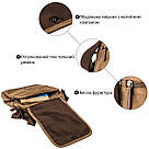 Універсальна текстильна чоловіча сумка на два відділення Vintage 20200 Коричнева, фото 4