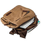 Універсальна текстильна чоловіча сумка на два відділення Vintage 20200 Коричнева, фото 5