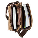 Універсальна текстильна чоловіча сумка на два відділення Vintage 20200 Коричнева, фото 7