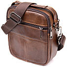 Компактний месенджер на два відділення чоловічий Vintage 20396 Коричневий, фото 2