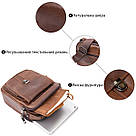 Компактний месенджер на два відділення чоловічий Vintage 20396 Коричневий, фото 4