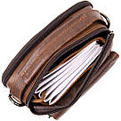 Компактний месенджер на два відділення чоловічий Vintage 20396 Коричневий, фото 5