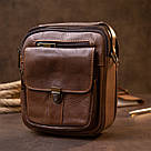 Компактний месенджер на два відділення чоловічий Vintage 20396 Коричневий, фото 8